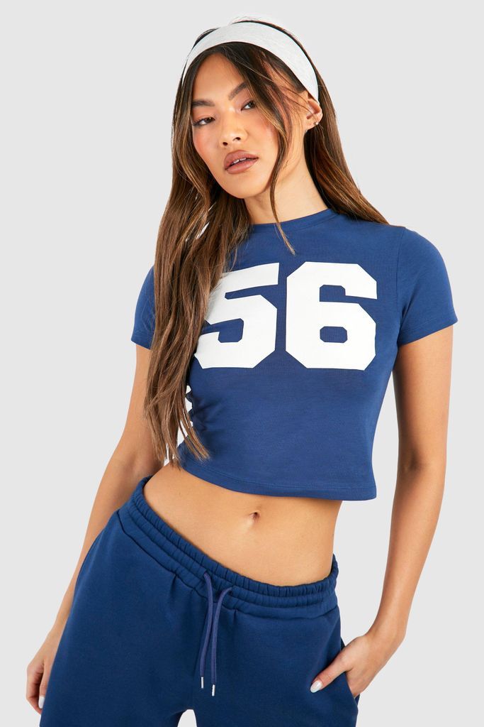 Womens 56 Slogan Fitted T-Shirt - Navy - S, Navy