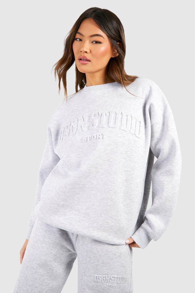 Womens Dsgn Studio Embossed Oversized Sweatshirt - Grey - S, Grey