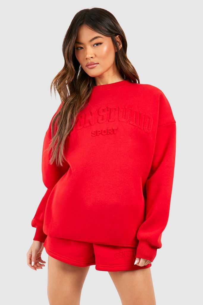 Womens Dsgn Studio Embossed Oversized Sweatshirt - Red - S, Red
