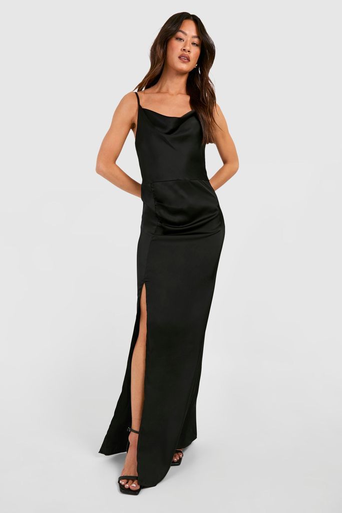 Womens Tall Occasion Satin Cowl Neck Maxi Dress - Black - 8, Black