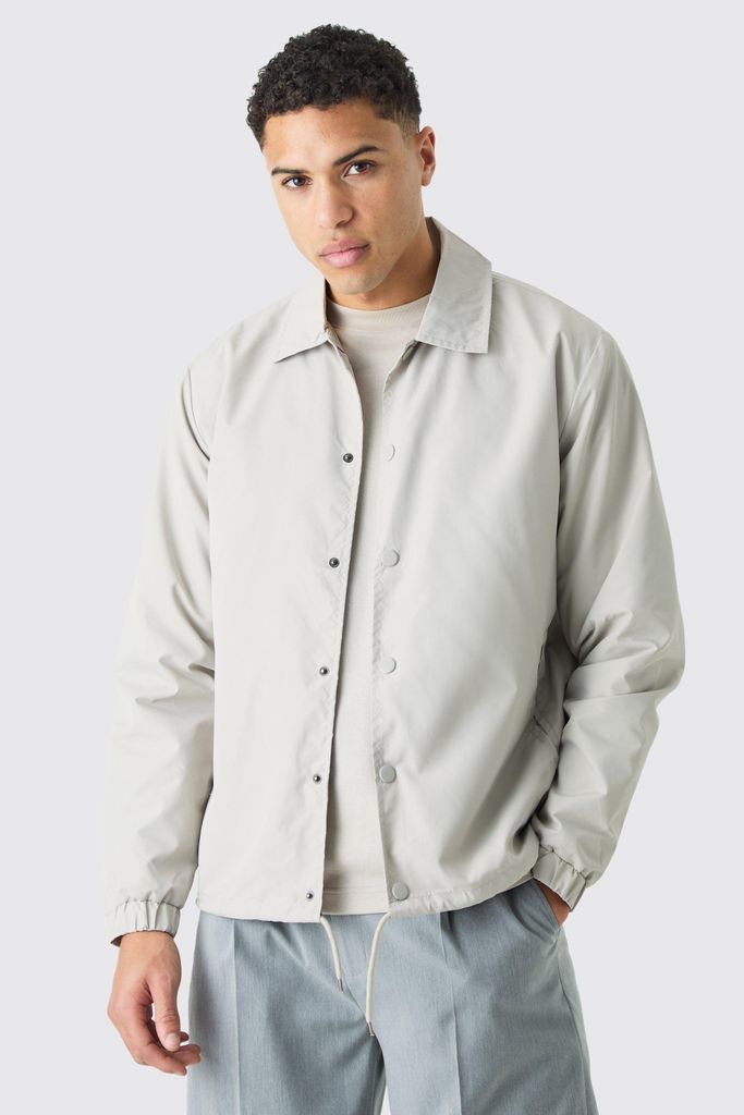 Men's Collared Coach Jacket - Beige - S, Beige