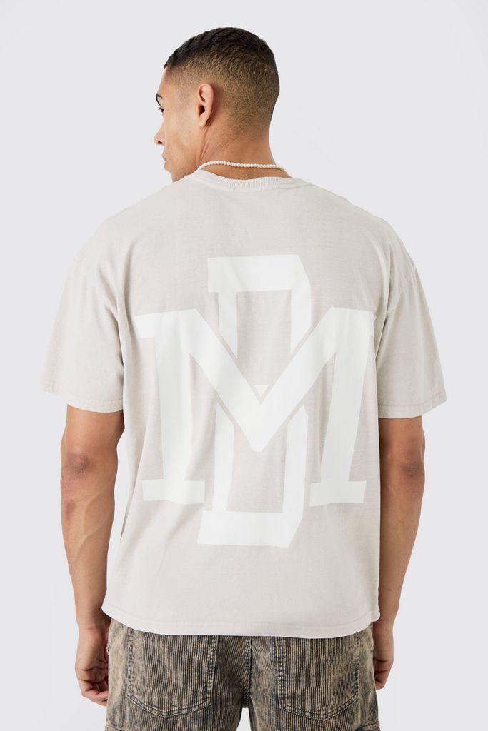 Men's Oversized Boxy Overdyed Graphic T-Shirt - Beige - S, Beige
