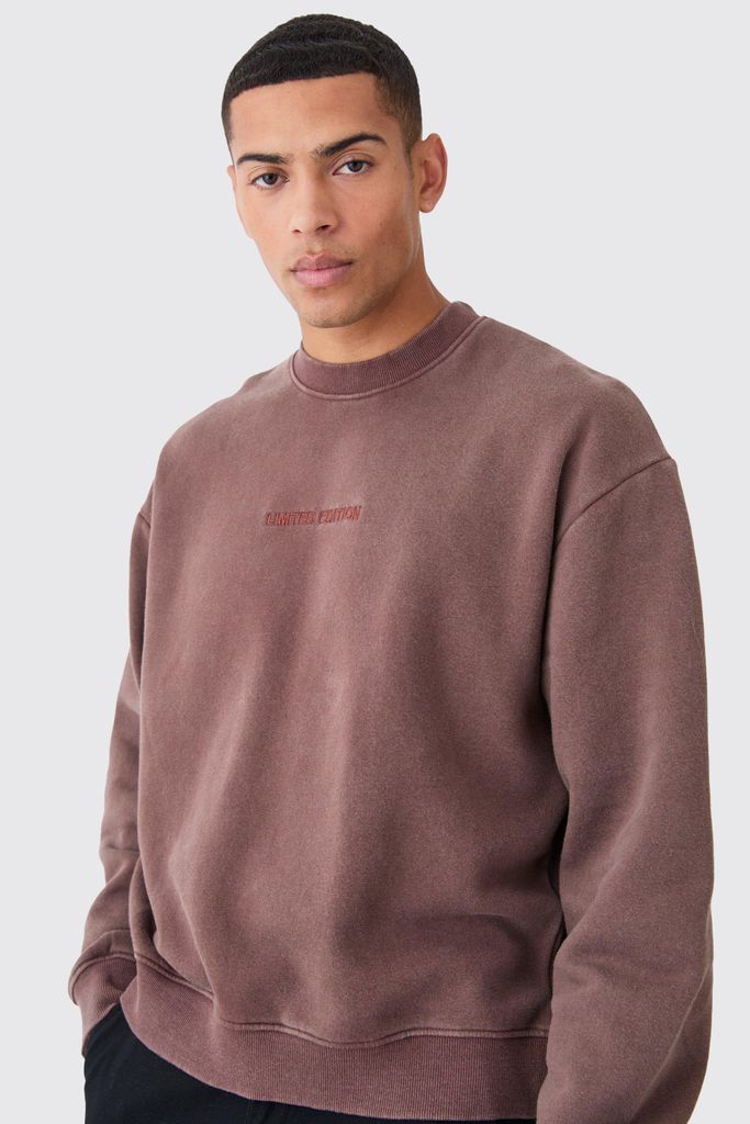 Men's Oversized Limited Boxy Washed Sweatshirt - Brown - S, Brown