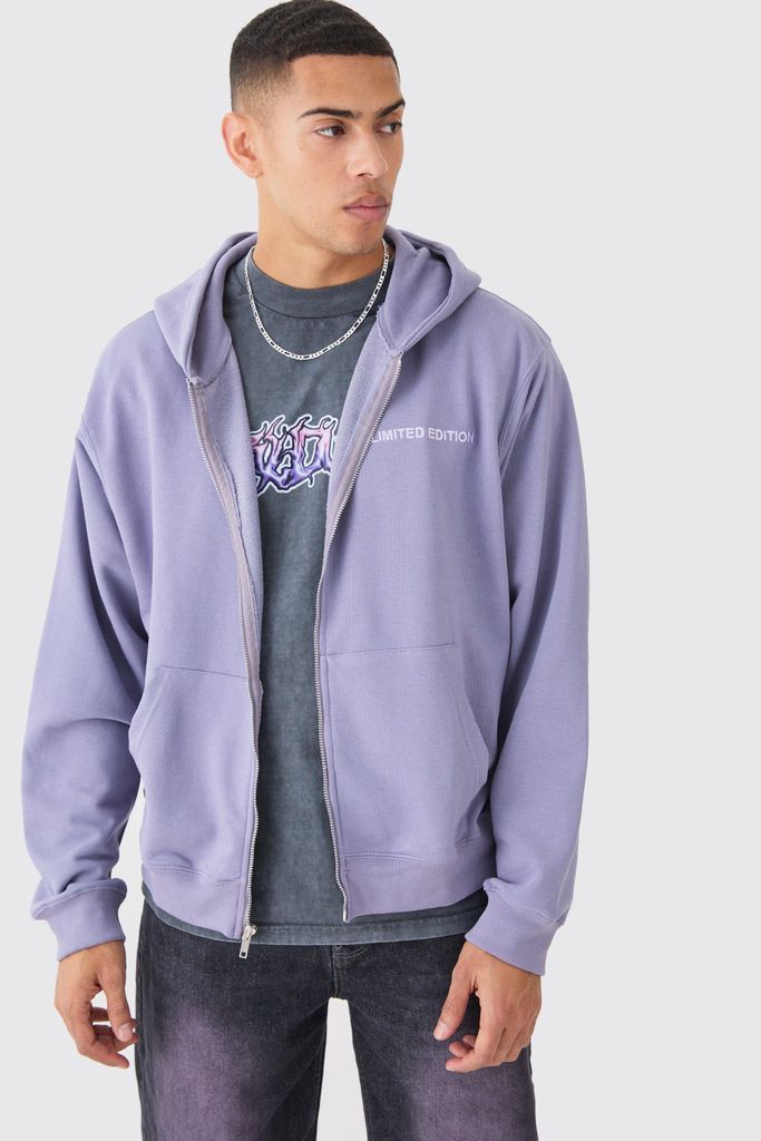 Men's Oversized Loopback Zip Through Hoodie - Purple - S, Purple