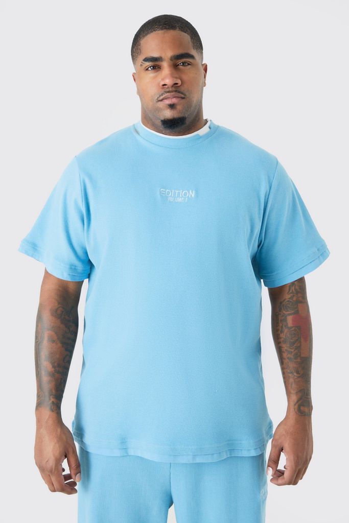 Men's Plus Edition Heavyweight Ribbed Fauxlayer T-Shirt - Blue - Xxxl, Blue