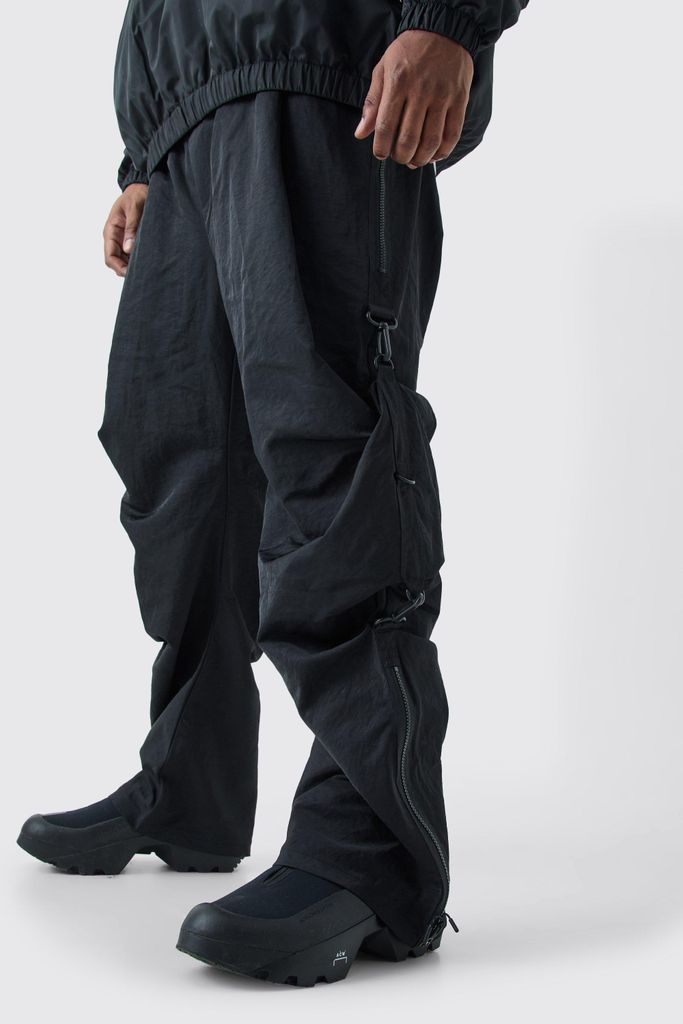 Men's Plus Elasticated Waistband Relaxed Nylon Trouser - Black - Xxxl, Black