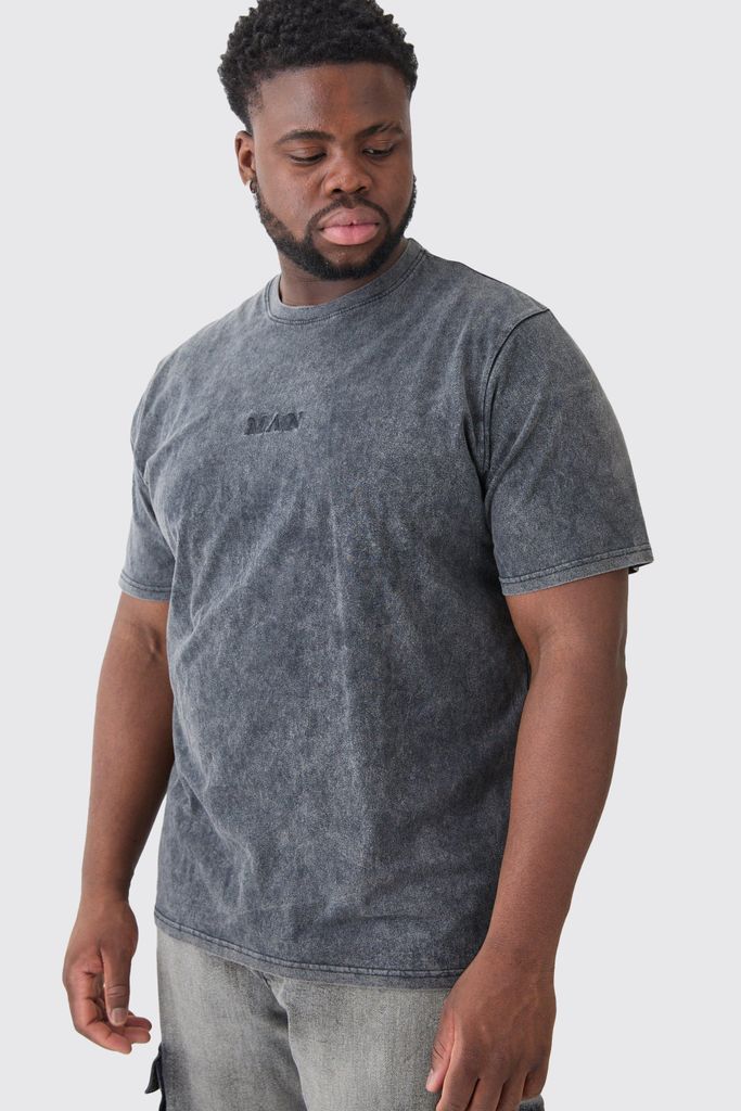 Men's Plus Man Roman Laundered Wash Crew Neck T-Shirt - Grey - Xxxl, Grey