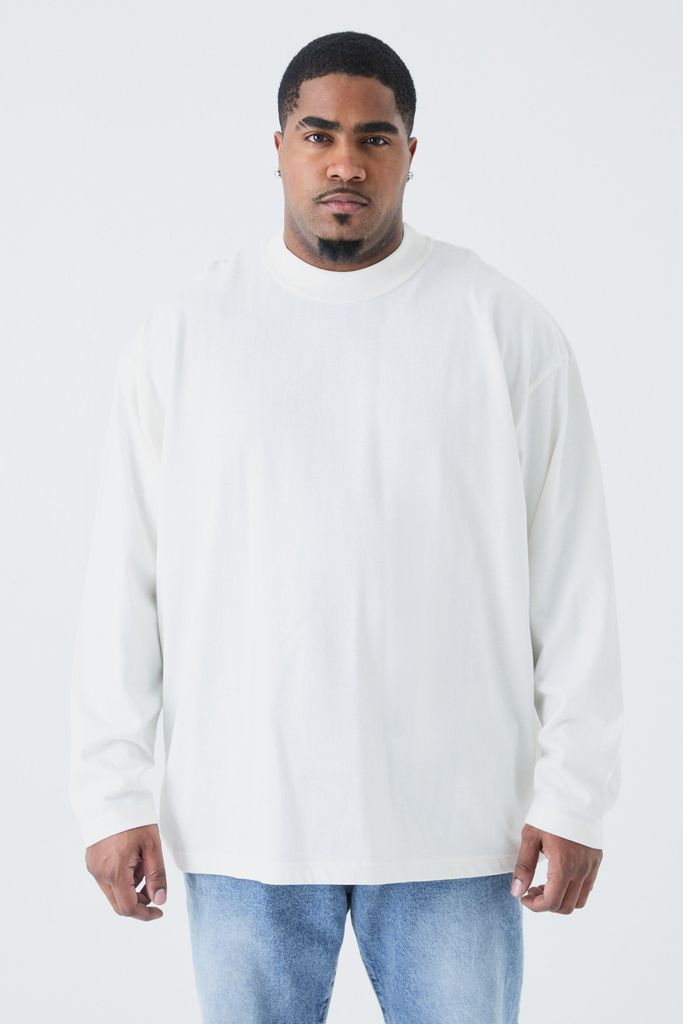 Men's Plus Oversized Layed On Neck T-Shirt - Cream - Xxxl, Cream