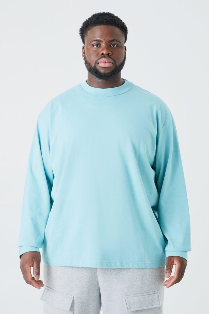 Men's Plus Oversized Layed On Neck T-Shirt - Blue - Xxxl, Blue