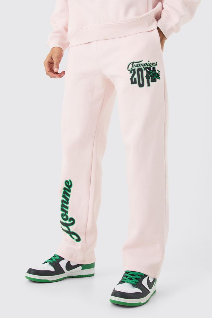 Men's Relaxed Varsity Applique Jogger - Pink - S, Pink