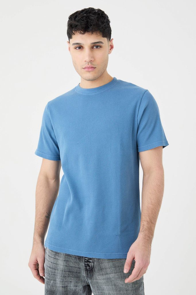 Men's Slim Fit Waffle T-Shirt - Blue - S, Blue