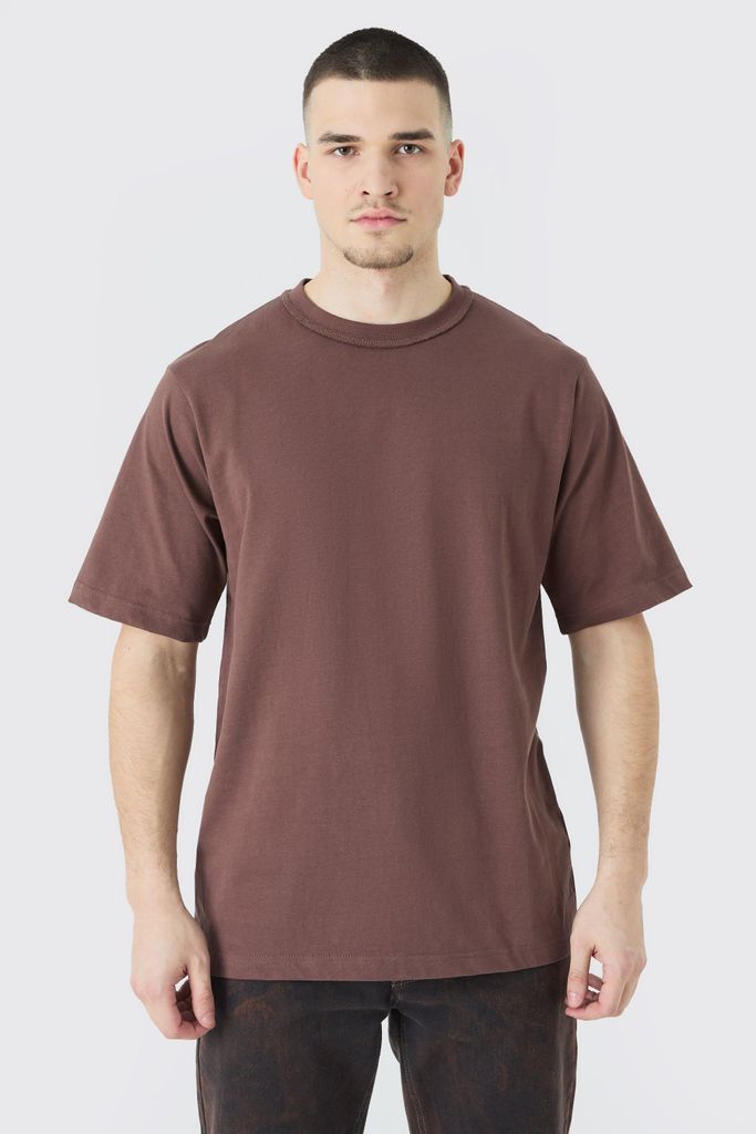 Men's Tall Core Heavy Carded Layed On Neck T-Shirt - Brown - S, Brown