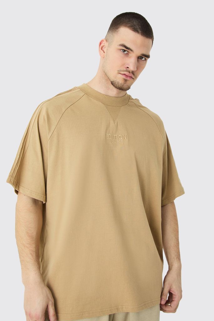 Men's Tall Edition Oversized Heavyweight Pin Tuck T-Shirt - Beige - S, Beige