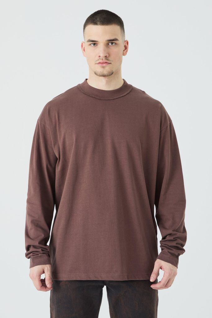 Men's Tall Oversized Layed On Neck T-Shirt - Brown - S, Brown