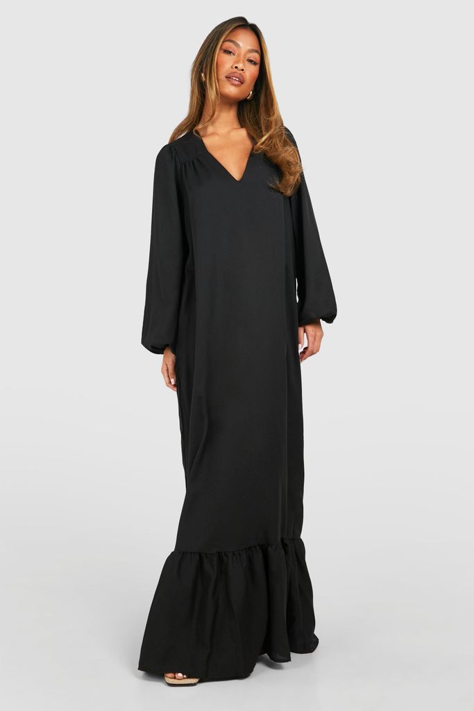Womens Blouson Sleeve Trapeze Maxi Dress - Black - 8, Black