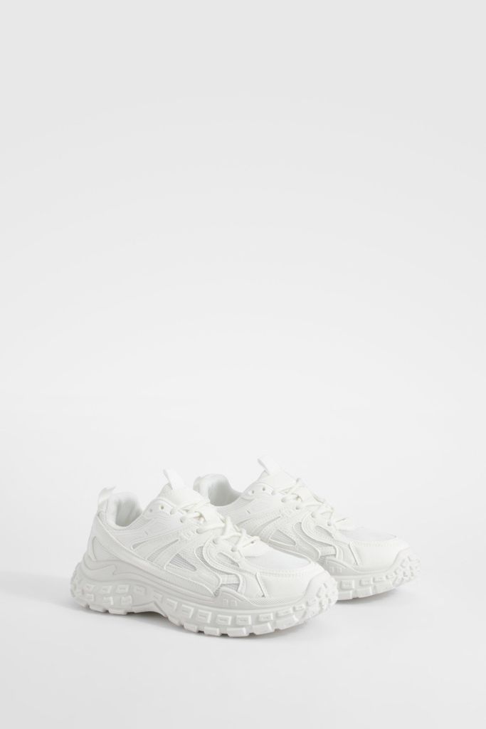 Womens Chunky Sporty Trainers - White - 3, White