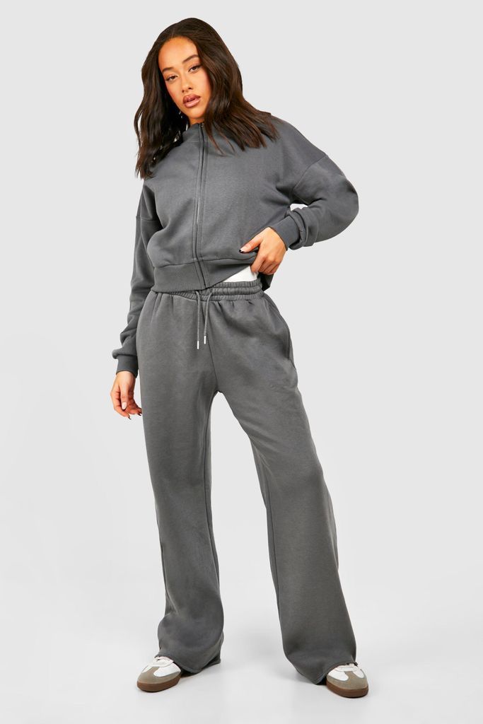 Womens Funnel Neck Zip Through Bomber Tracksuit - Grey - S, Grey