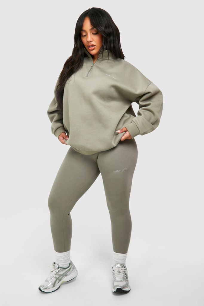 Womens Plus Oversized Half Zip And Legging Set - Grey - 16, Grey