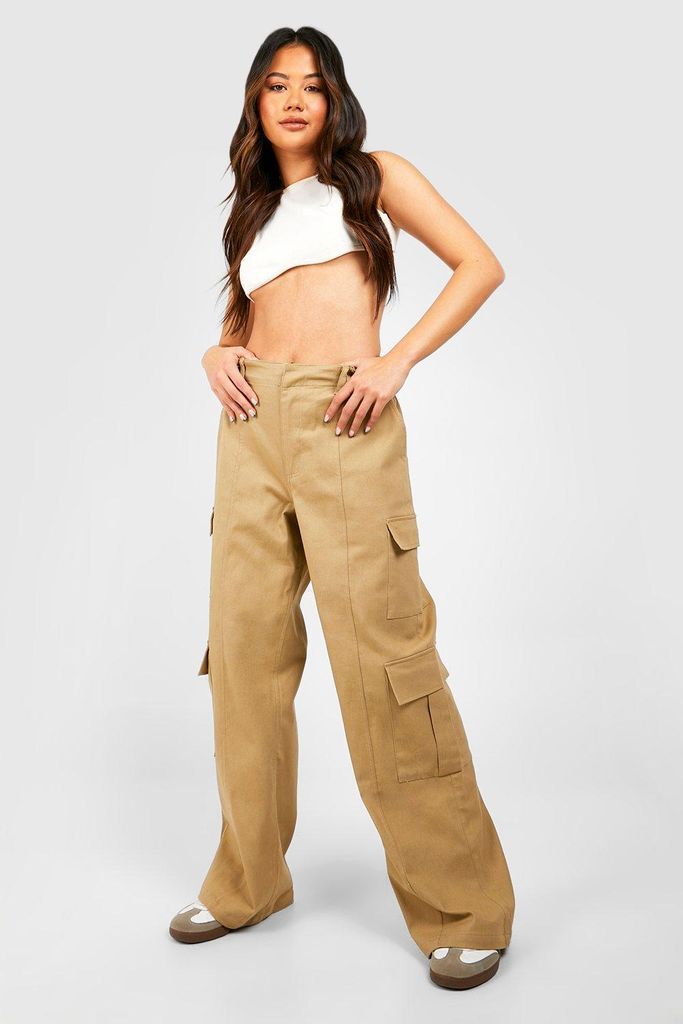 Womens Pocket Detail Cargo Straight Trouser - Beige - 6, Beige