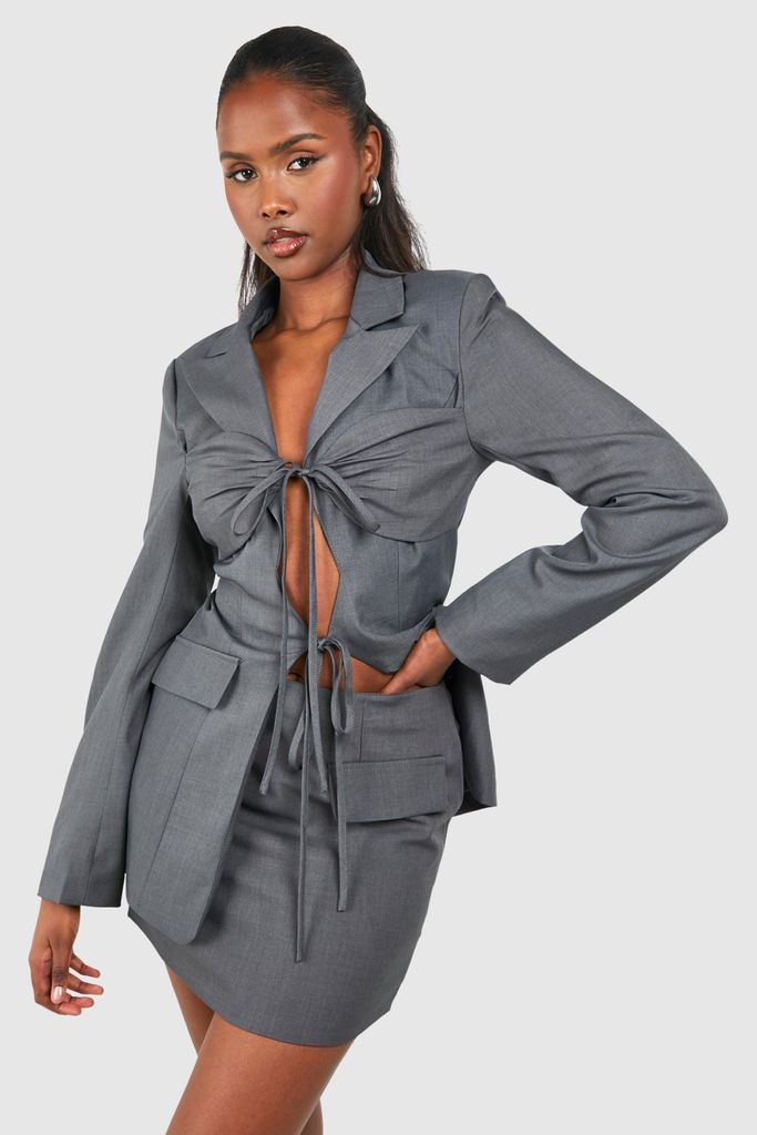 Womens Pocket Tab Detail Micro Mini Skirt - Grey - 6, Grey