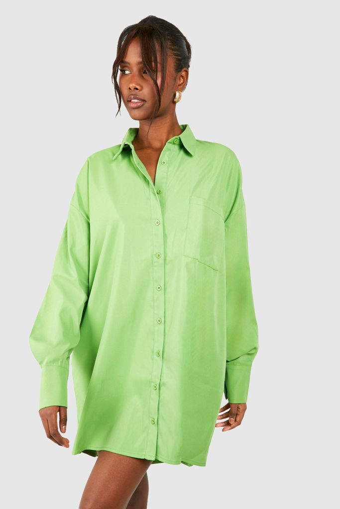 Womens Poplin Ultimate Oversized Shirt Dress - Green - 8, Green