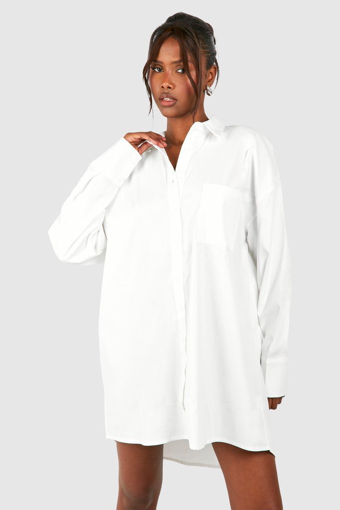 Womens Poplin Ultimate Oversized Shirt Dress - White - 8, White