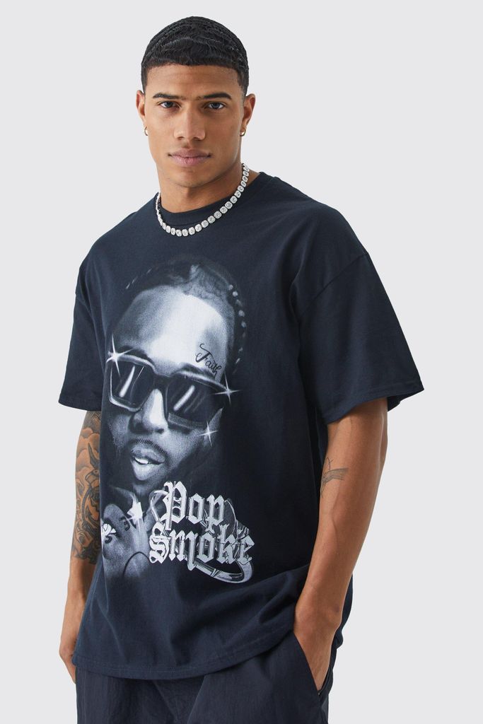 Men's Oversized Pop Smoke License T-Shirt - Black - L, Black