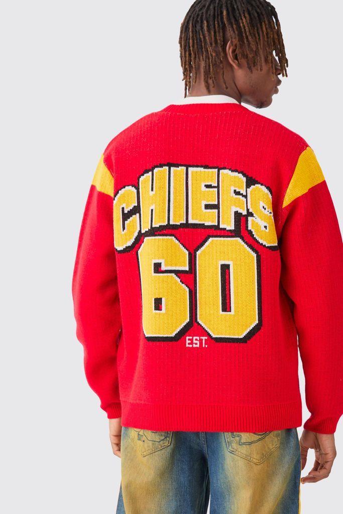 Men's Nfl Chiefs Oversized Licensed Cardigan - Red - S, Red