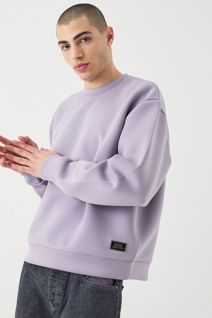 Men's Oversized Boxy Bonded Scuba Sweatshirt - Purple - S, Purple