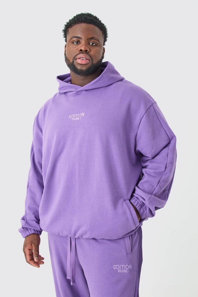 Men's Plus Edition Oversized Heavyweight Hoodie - Purple - Xxxl, Purple