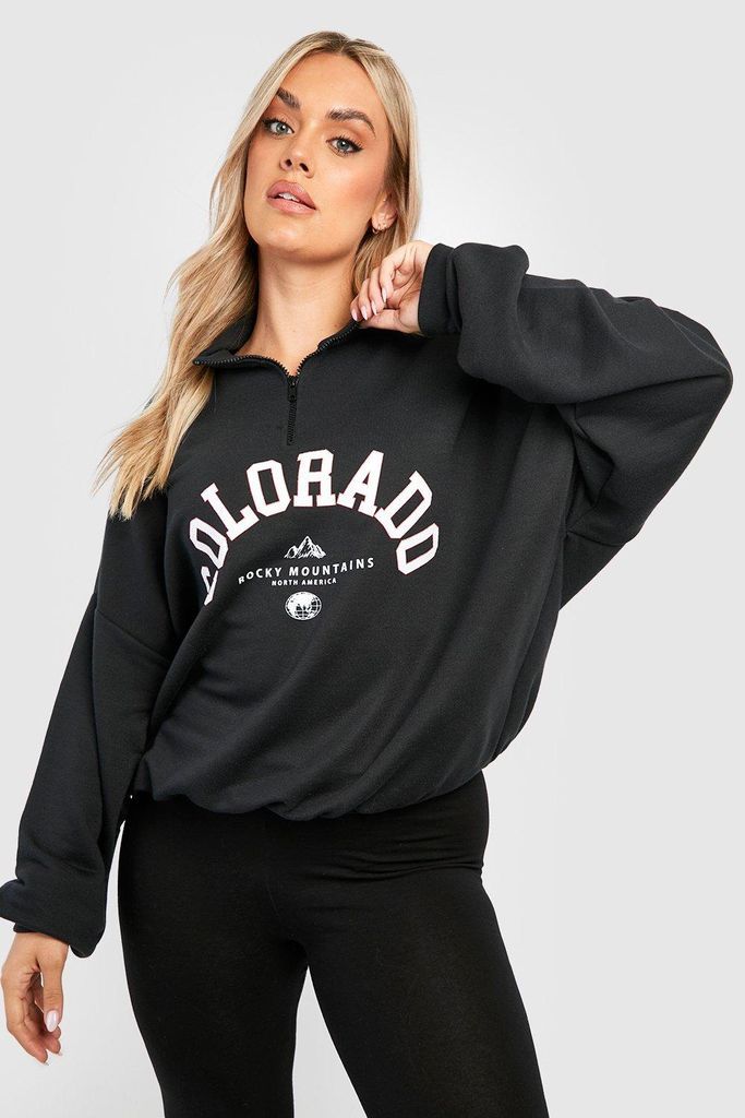 Womens Plus Colorado Half Zip Sweatshirt - Black - 28, Black
