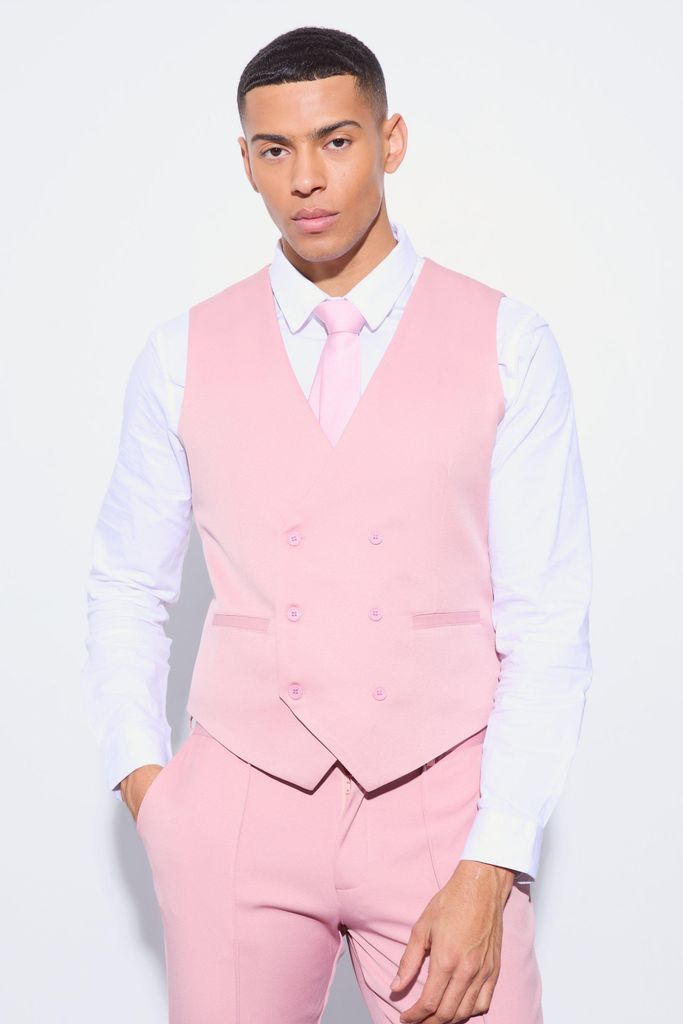 Men's Slim Waistcoat - Pink - 34, Pink