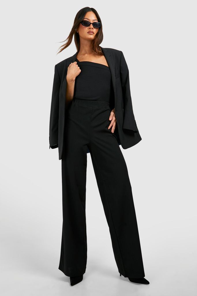 Womens Tall Crepe Tailored Wide Leg Trousers - Black - 8, Black