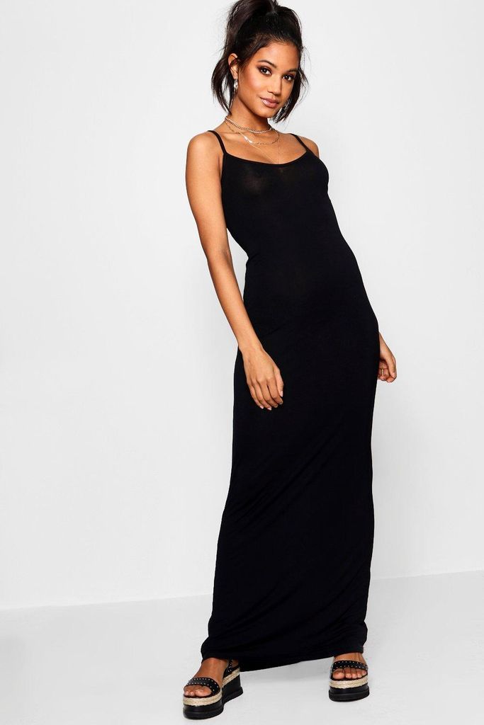 Womens Basic Strappy Maxi Dress - Black - 8, Black
