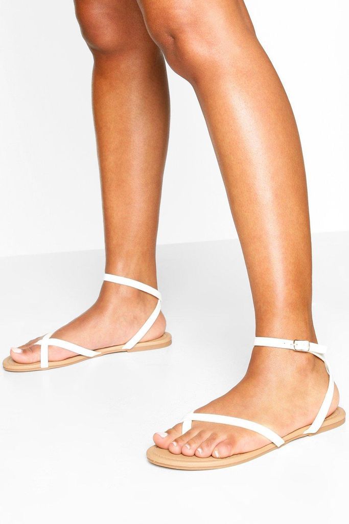 Womens Asymmetric Basic Sandals - White - 3, White
