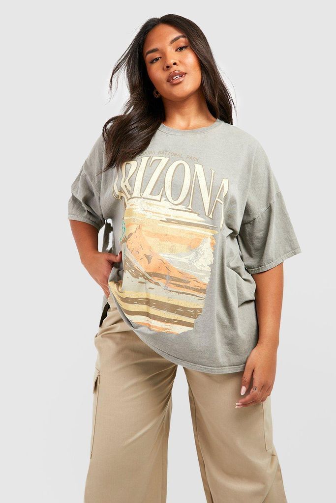 Womens Plus Arizona Washed Oversized T-Shirt - Beige - 22, Beige