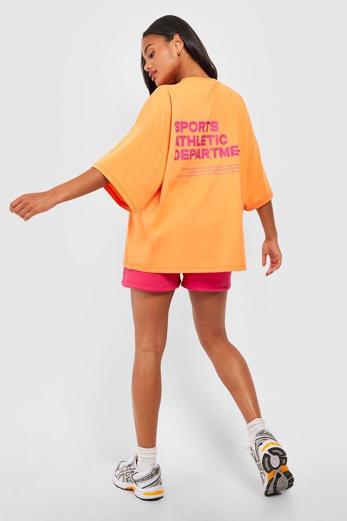 Womens Sports Athletic Slogan Oversized T-Shirt - Orange - Xl, Orange