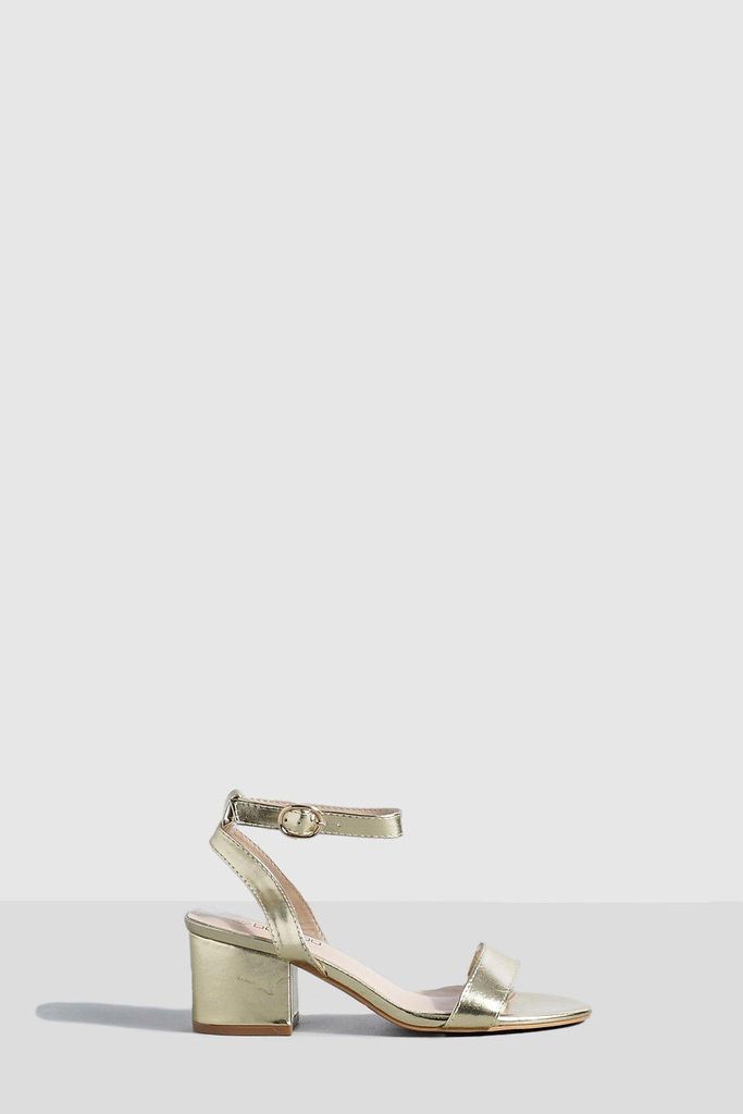 Womens Metallic Basic Low Block Barely There Heels - Gold - 5, Gold
