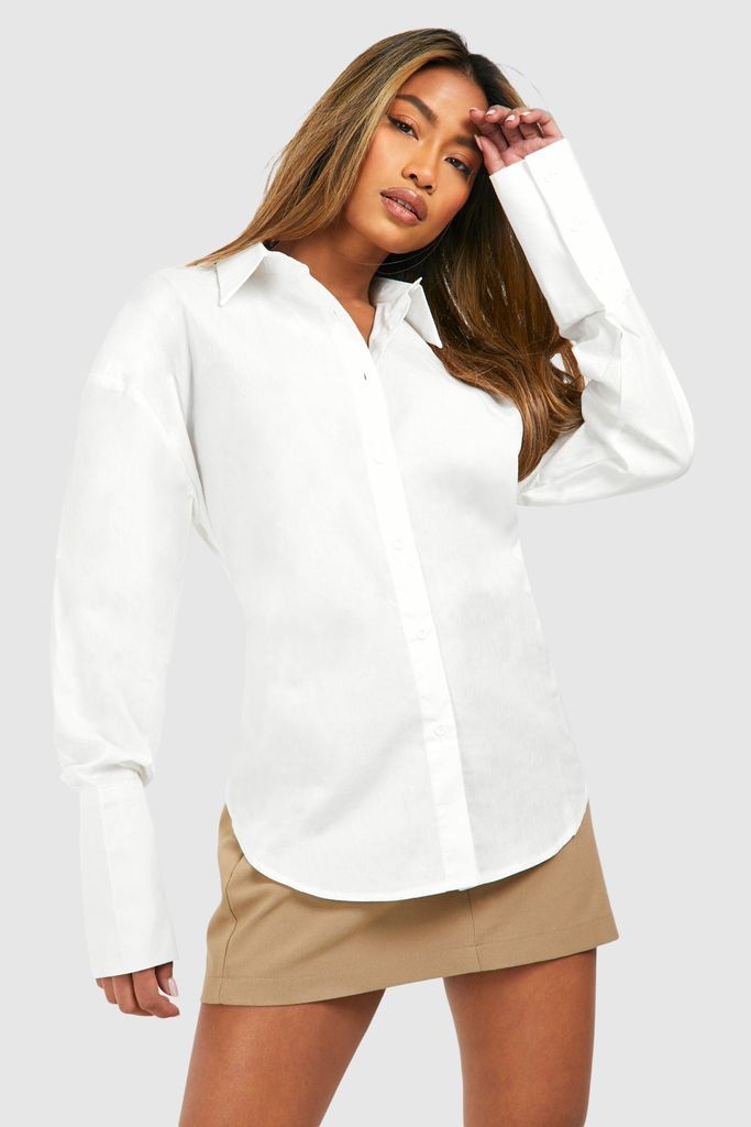 Womens Cotton Deep Cuff Shirt - White - 6, White