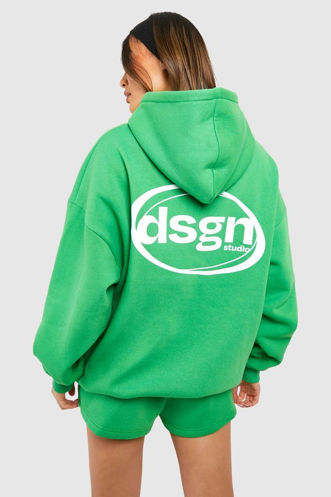 Womens Dsgn Studio Oval Slogan Hooded Short Tracksuit - Green - S, Green