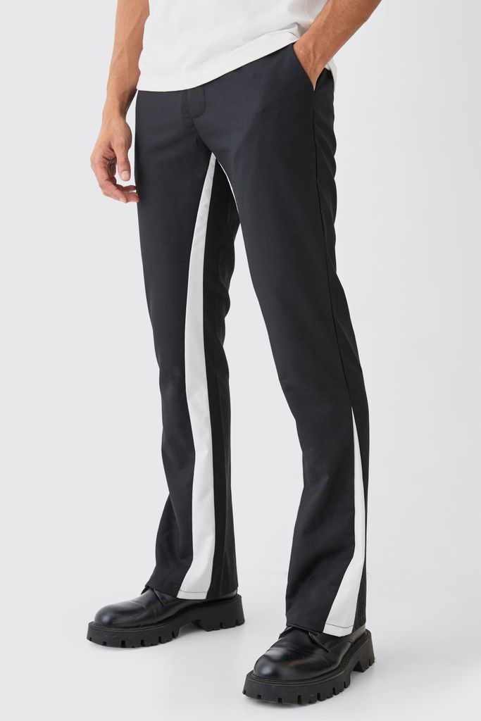 Men's Tailored Gusset Detail Flared Trousers - Black - 28, Black