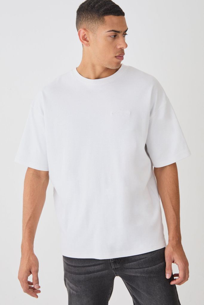 Men's Oversized Embroidered Homme T-Shirt - White - S, White