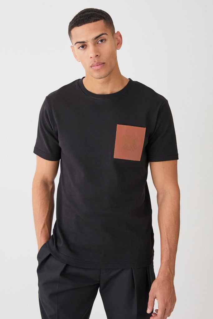 Men's Pu Pocket T-Shirt - Black - S, Black