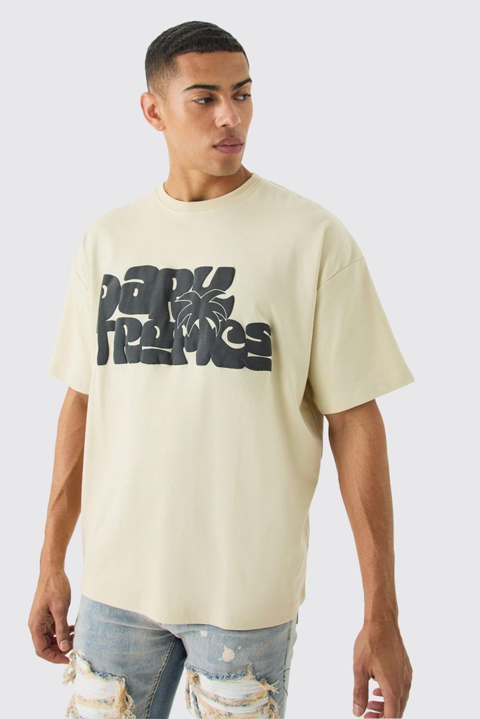 Men's Oversized Interlock Dark Tropics T-Shirt - Beige - S, Beige