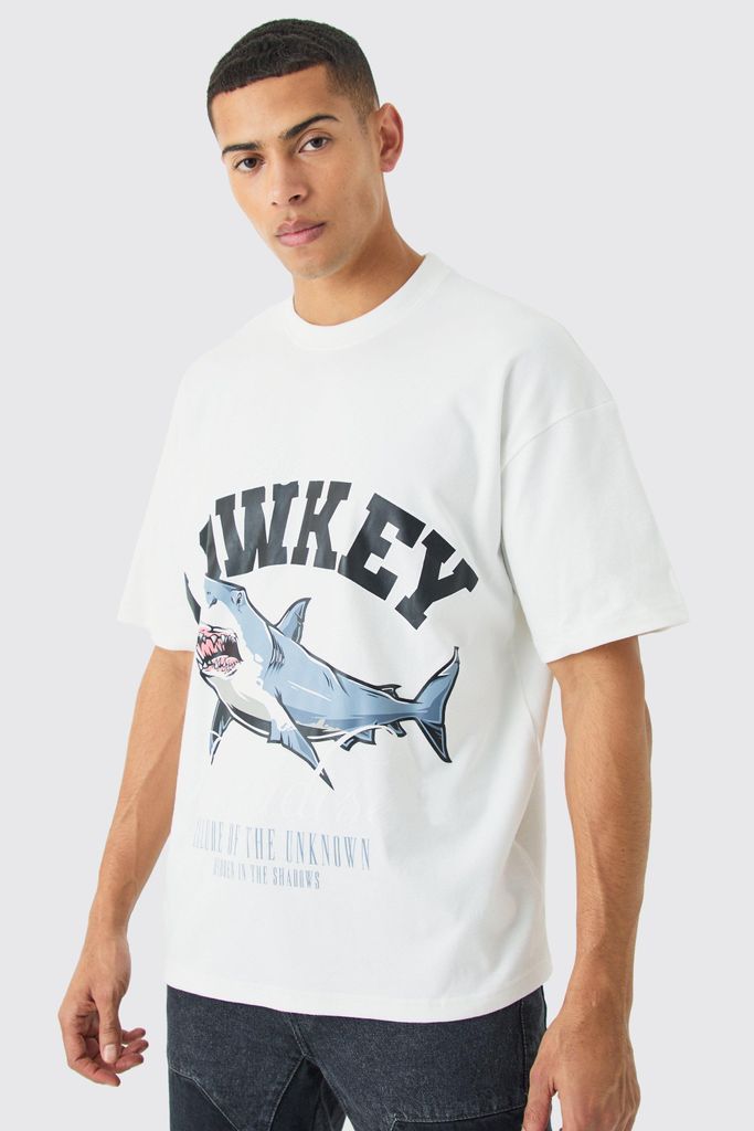 Men's Oversized Interlock Paradise Shark T-Shirt - White - S, White