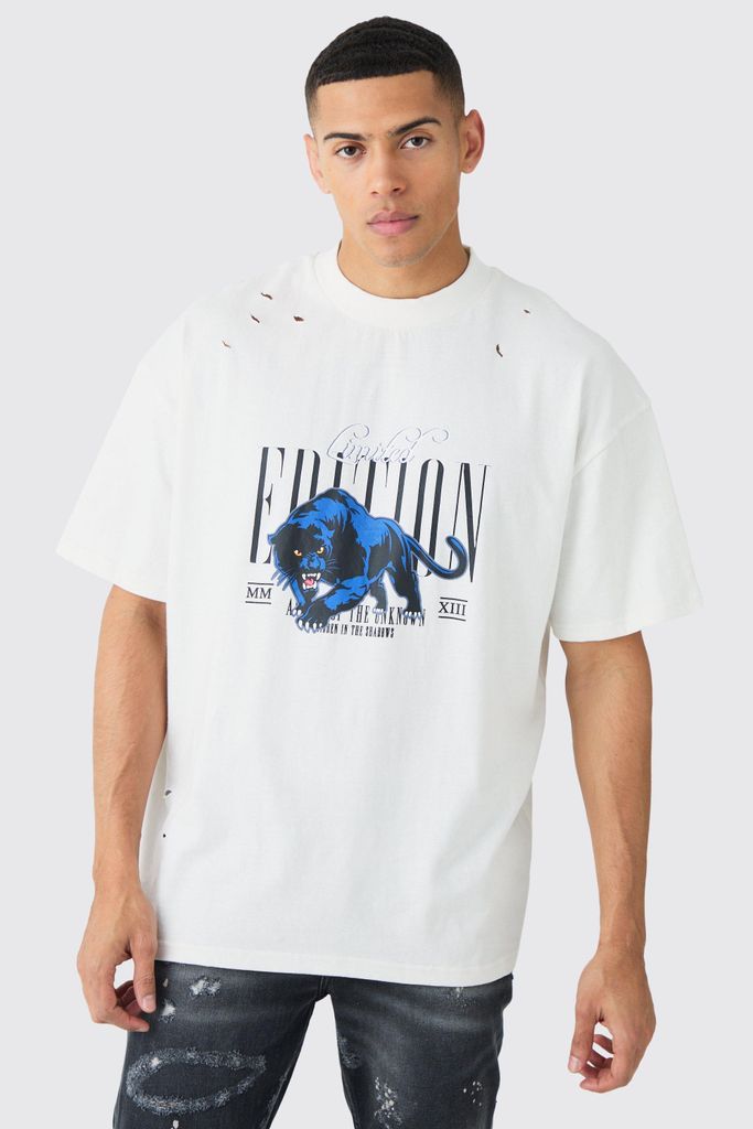 Men's Oversized Panther Limited Edition T-Shirt - White - S, White