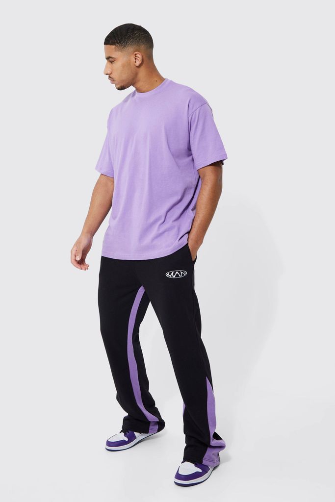 Men's Tall Oversized Gusset T-Shirt Tracksuit - Purple - M, Purple