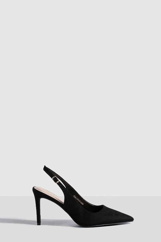 Womens Mid Height Slingback Court Shoes - Black - 5, Black