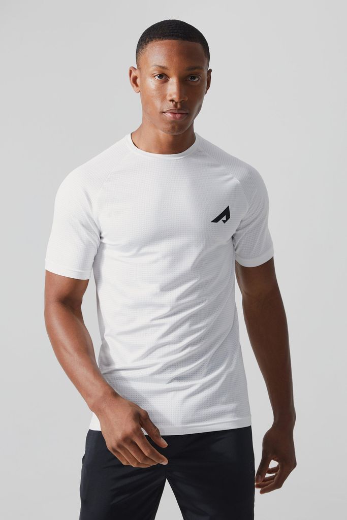 Men's Active Muscle Fit Mesh Performance T-Shirt - White - L, White