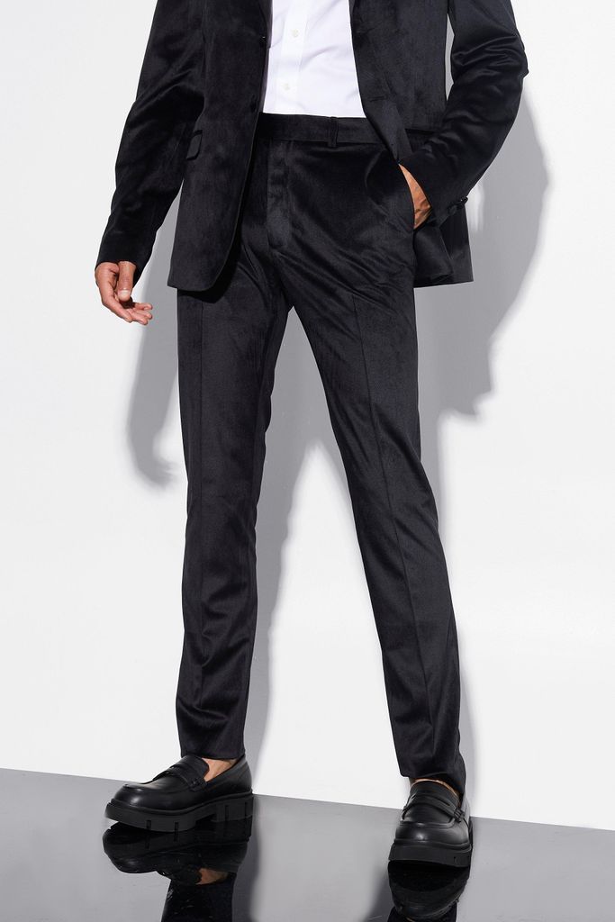 Men's Tall Skinny Velour Suit Trousers - Black - 34, Black